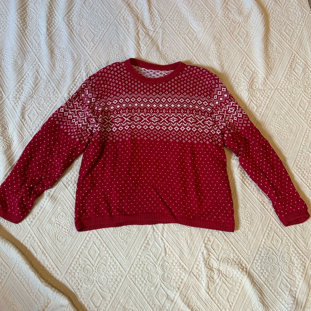 Red and white sweater